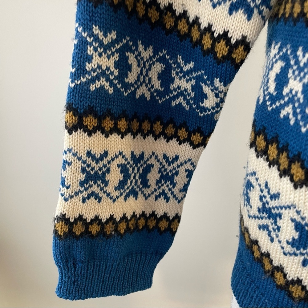 Vintage Dirdalstrikk 100% Wool Knit Cardigan Nordic Fair Isle Pewter Clasps - Picture 7 of 8